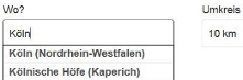 Beispiel für regionale Suche mit Ortsangabe.